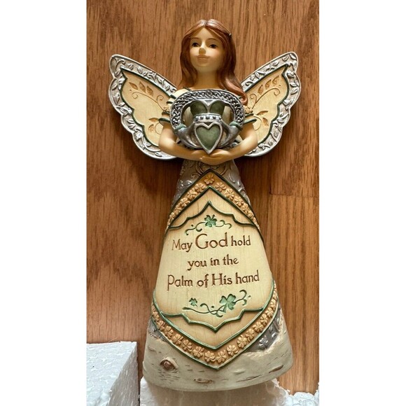 New Elements Irish Blessings Figurine 6" Angel Holding Claddagh #82188 NIB - Picture 1 of 6
